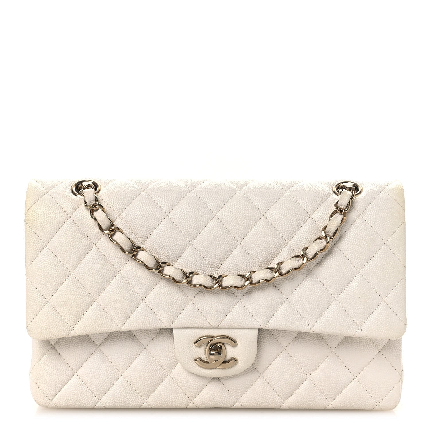 CHANEL CAVIAR QUILTED BAG | White