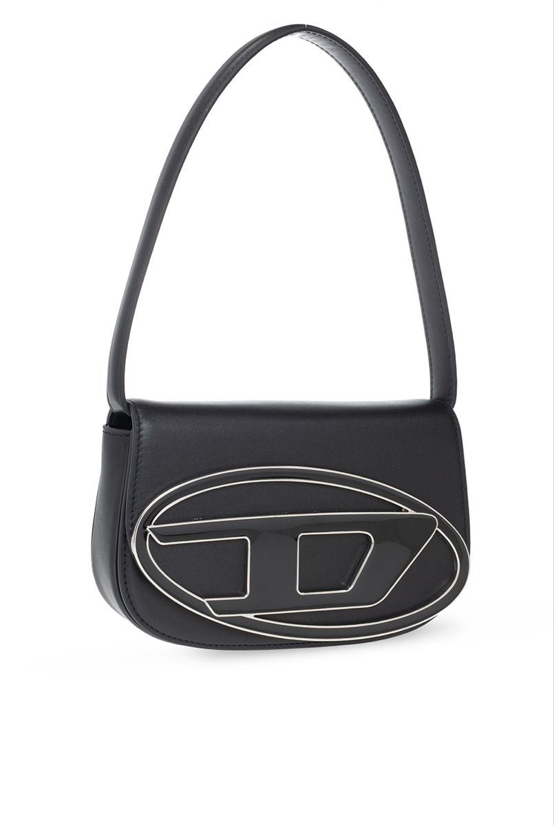 DIESEL 1DR LEATHER SHOULDER BAG | Black